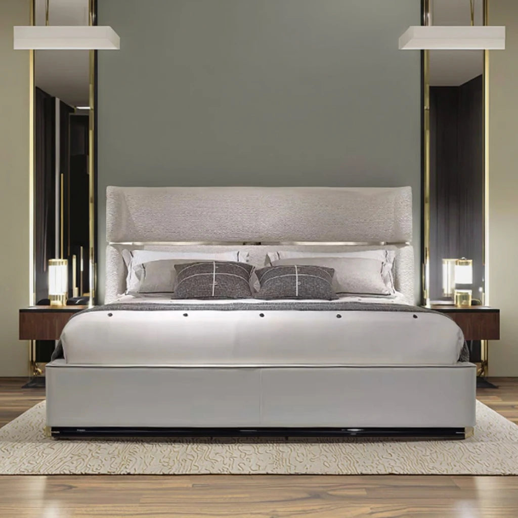 Italy Deluxe Double Queen Bed Modern Hong Kong-style Master Bedroom Deluxe Villa House Fabric Bed