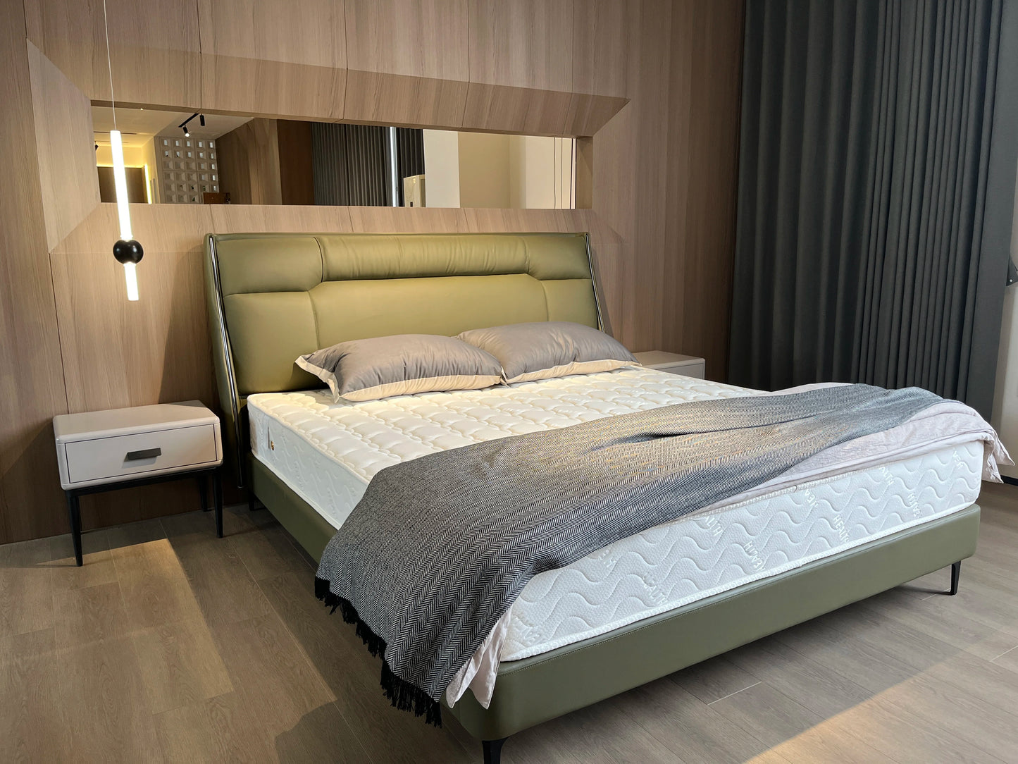 Modern minimalist design king bedding set master bedroom nordic style villa home furniture & apartment wooden frame