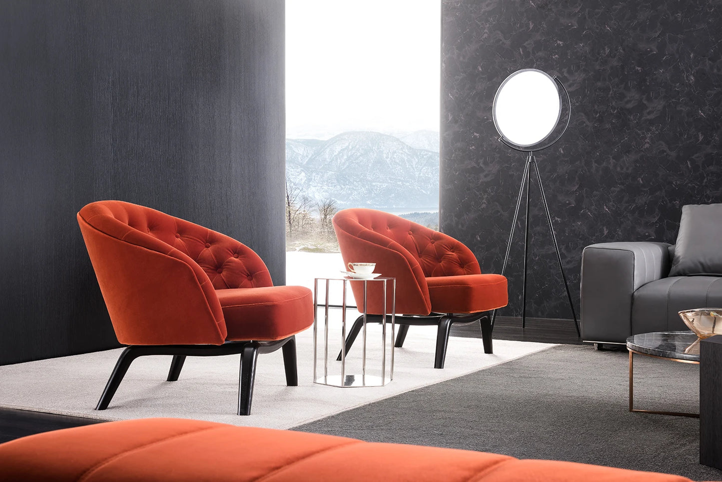 Top Luxury Lounge Design Fabric Microfiber Leather Modern Single Sofa Chair Living Room Red Velvet Lounge Chair