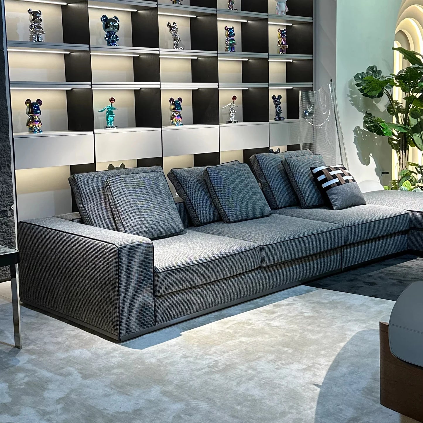 Large villa apartment fabric l-shaped combination sofa Home living room furniture l-shaped loft luxury combination sofa