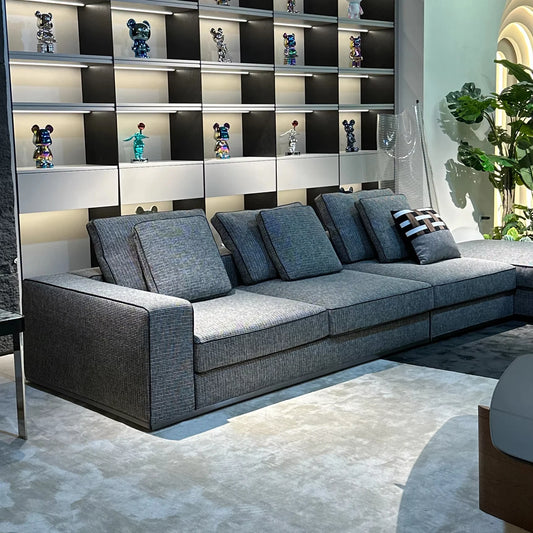 Large villa apartment fabric l-shaped combination sofa Home living room furniture l-shaped loft luxury combination sofa