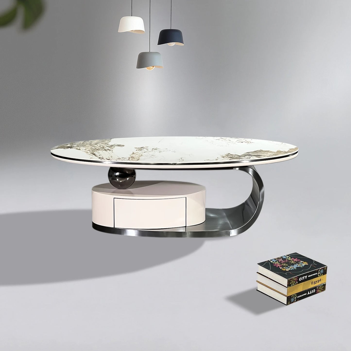 Combination stainless steel titanium gold black luxury design ceramic coffee table setting living room furniture coffee table