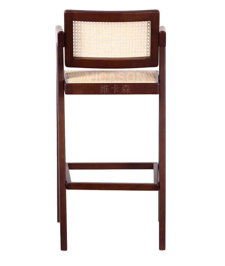 Interior Norick Design 75cm Rattan Grey Wooden Bar Chair Sabi Wabi Contemporary Bar Chair Household Furniture Living Room Japanese Stool