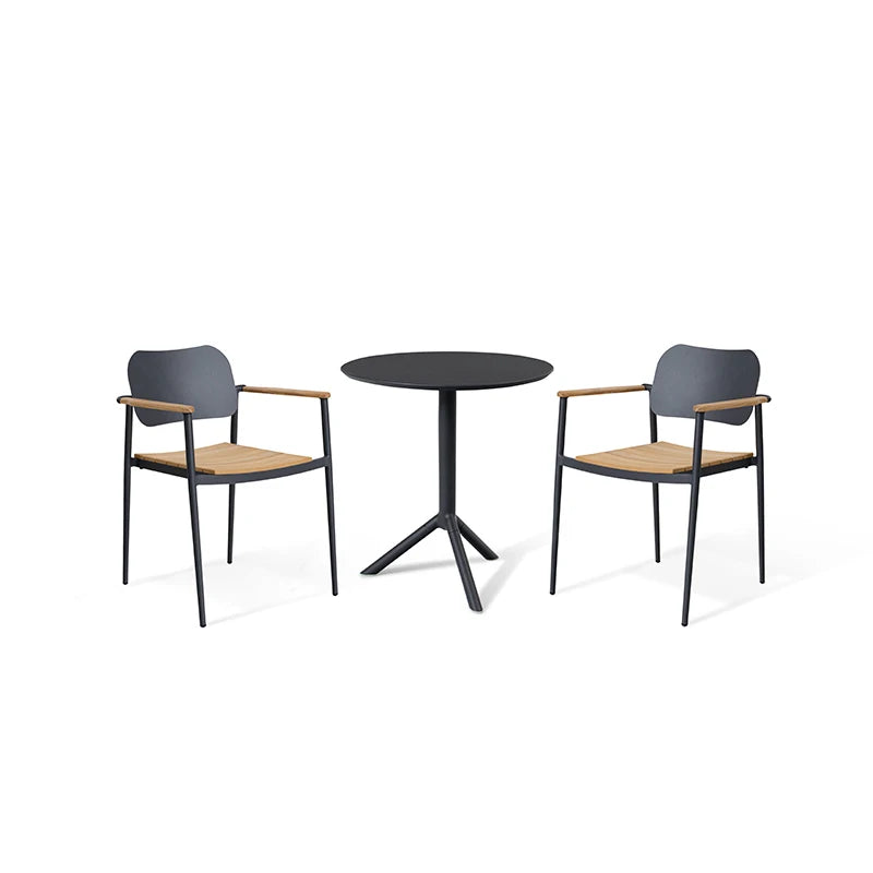 Teak Shaft Extended Aluminum Frame Furniture Outdoor Dining Table Chair Set Hotel Restaurant Outdoor Garden