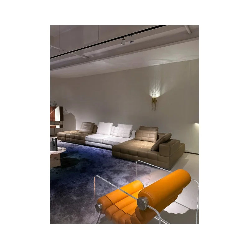 Fashion Furniture Combination Sofa Modern Luxury Atmospheric Cowhide Sofa Simple Light Luxury Villa Combination Villa Sofa