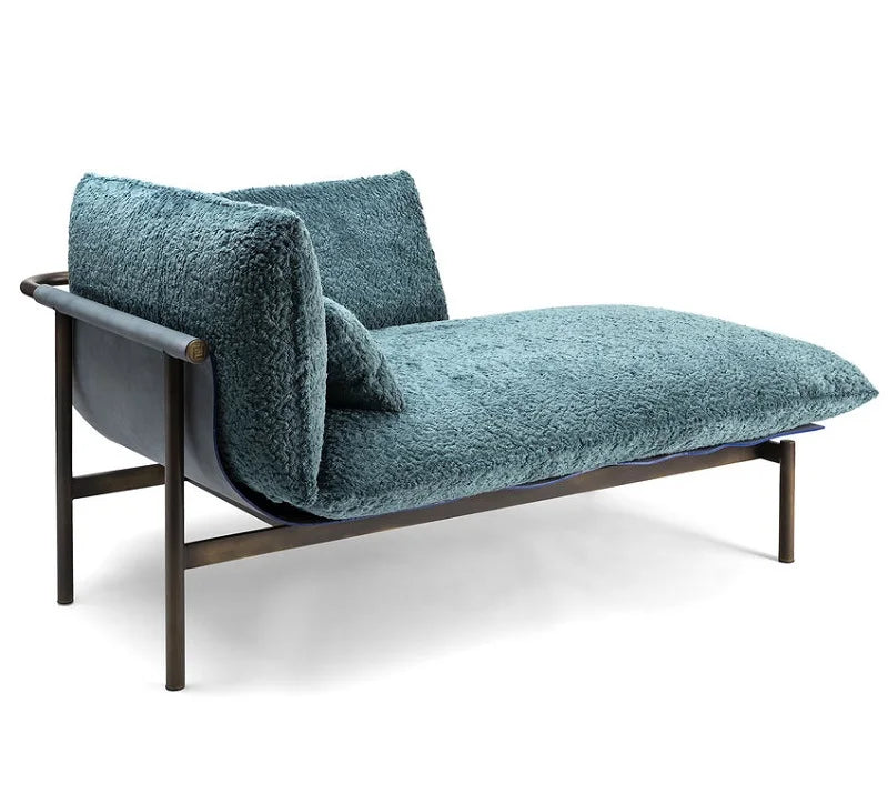 Deckchair villa furniture stainless steel frame Italian modern home light luxury 3-seat hotel loft fabric sofa sofa