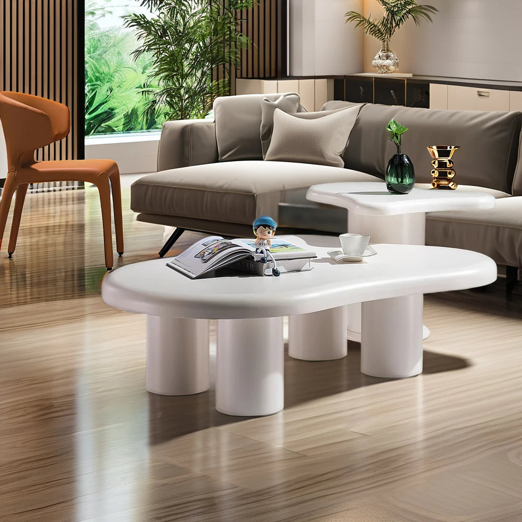 Milk White Sabi Wabi Design Home Living Room Low Coffee Table Set Interior Furniture Bedroom Simple Modern Coffee Table