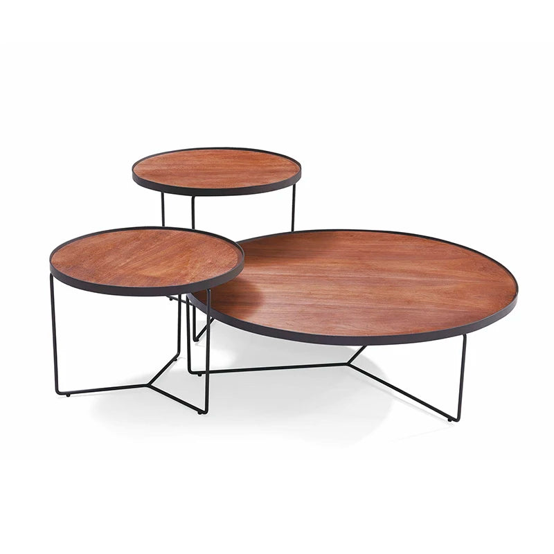 Combination 3-table living room furniture Low steel frame Modern Nordic design Italian home Interior coffee table
