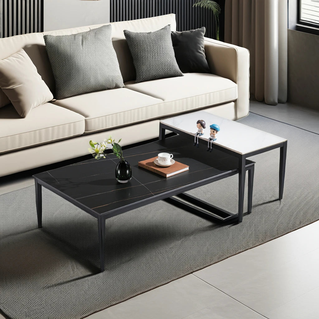 Square coffee table set Living room furniture Modern design Simple 2-piece set Hotel project Apartment coffee table