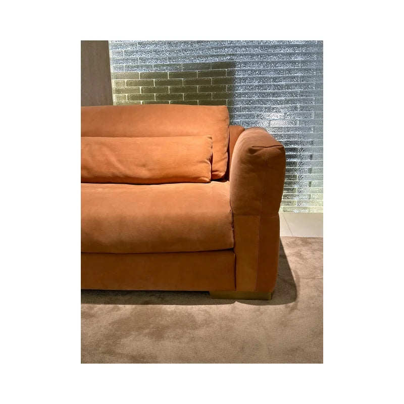 Modern ergonomic triple leather sofa set Modular corner furniture with velvet wooden legs for living room or villa