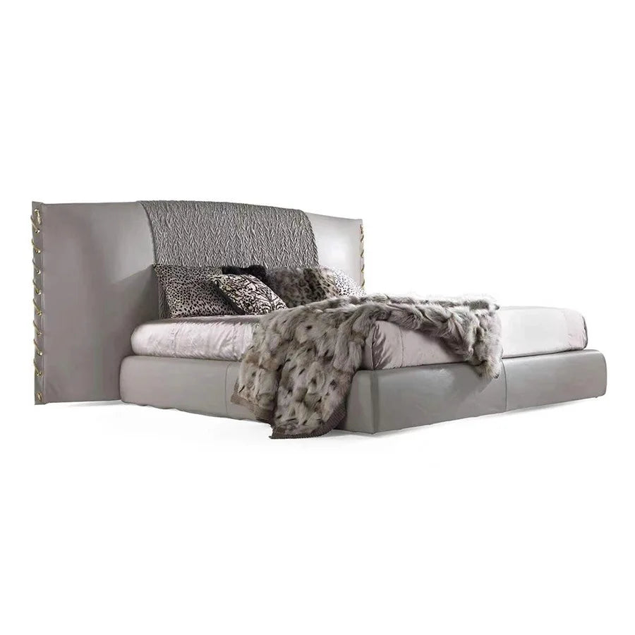 Italian luxury palace series simple leather queen bed villa master bedroom high-end soft bed