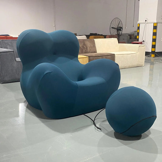 Modern Creative Irregular Fabric Lazy Single Compression Sofa Chair Luxury Living Room Lounge Sofa Chair with Ottoman