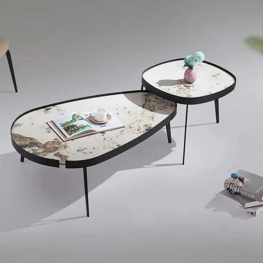 European Apartment Project Living Room Modern Style Set Coffee Table Oval Ceramic Home Furniture Bedroom Hotel Coffee Table