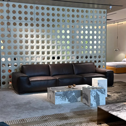 Comfortable Modern Home Modular Leather Sofa Set In-Line All Black Combination Sofa Living Room Comfortable Furniture