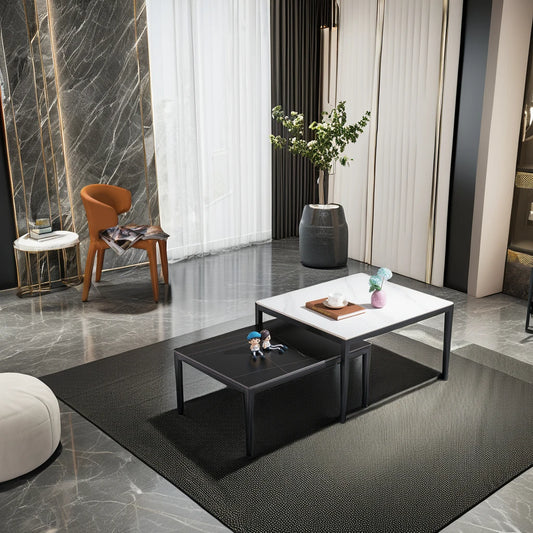 Square coffee table set Living room furniture Modern design Simple 2-piece set Hotel project Apartment coffee table
