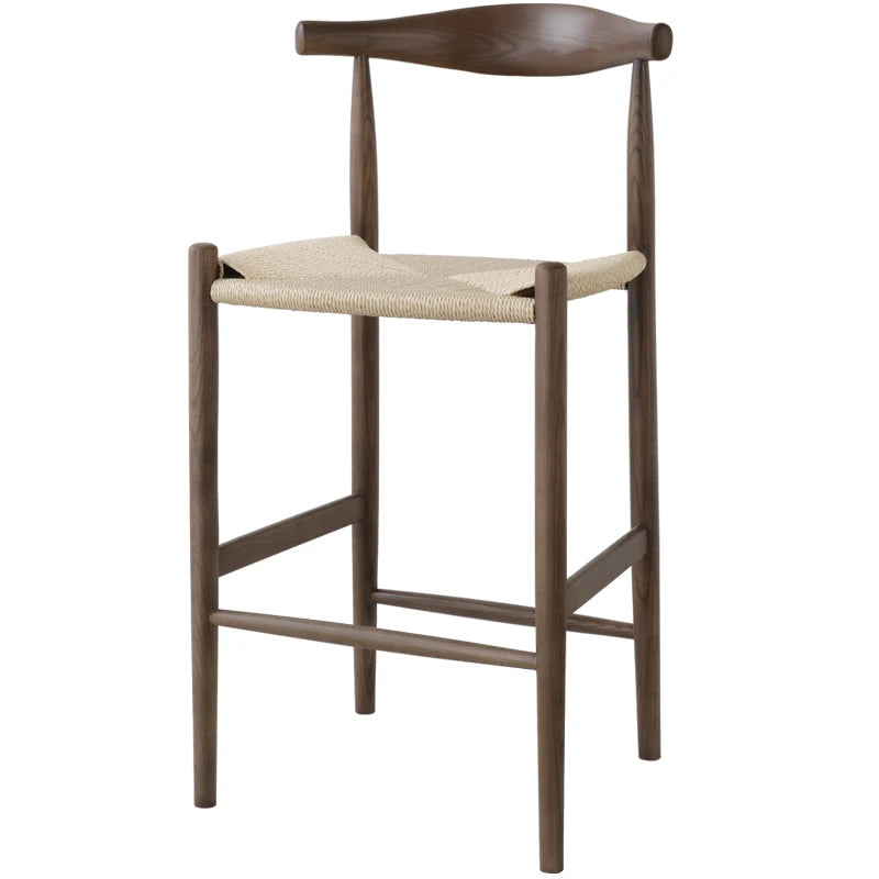 Solid wood Nordic minimalist retro chair with woven rope horn for home furniture in coffee shops and milk tea shops