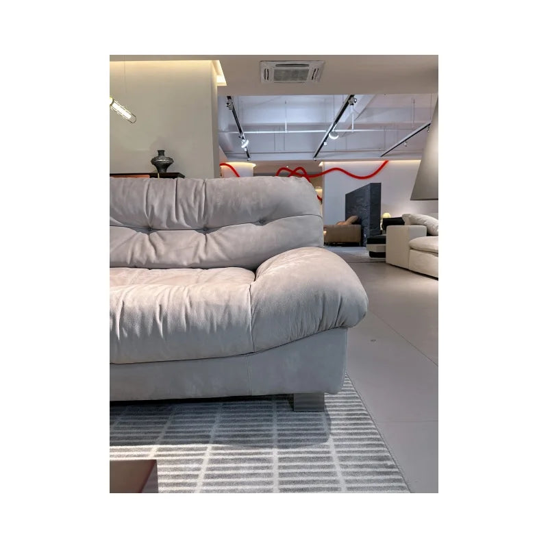 Stylish modern velvet sofa Nordic style combination double sofa, leather wooden legs for living room or park