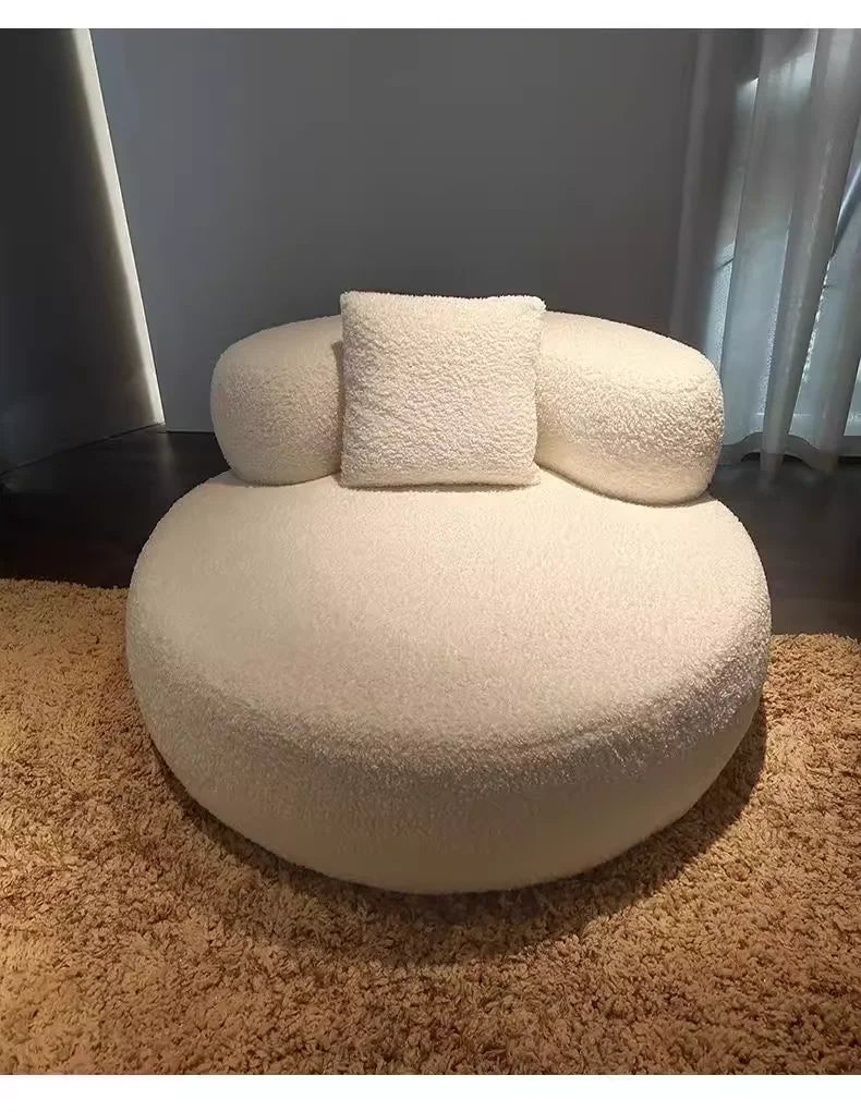 INS style Italian design large villa apartment fabric round casual sofa chair soft foam comfortable living room white fat sofa