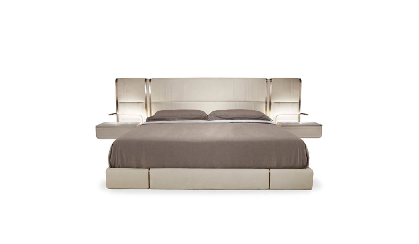2022 Custom Leather Wooden Bed Frame Modern King Bedroom Villa and Luxury Residential Furniture
