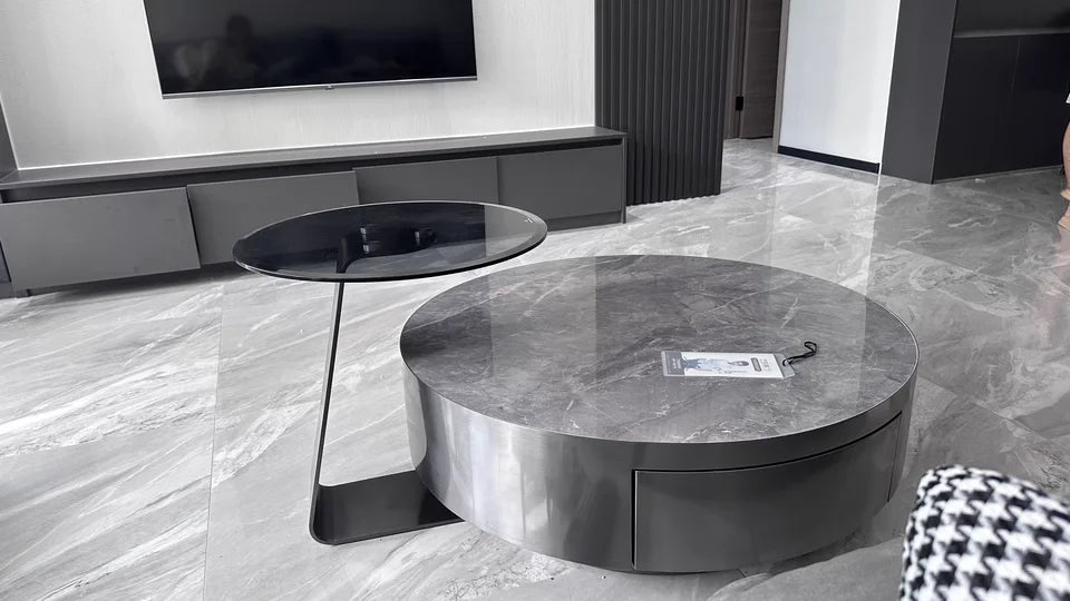 Small house living room furniture round combination TV coffee table Italian design light luxury coffee table set