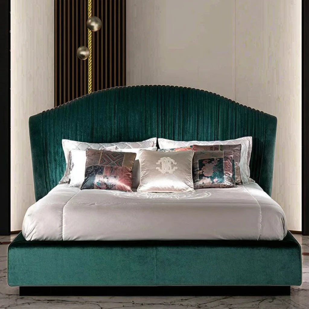 Italian luxury brand modern simple double bed high-end light luxury master bedroom bed cover buckle Italian style leather bed