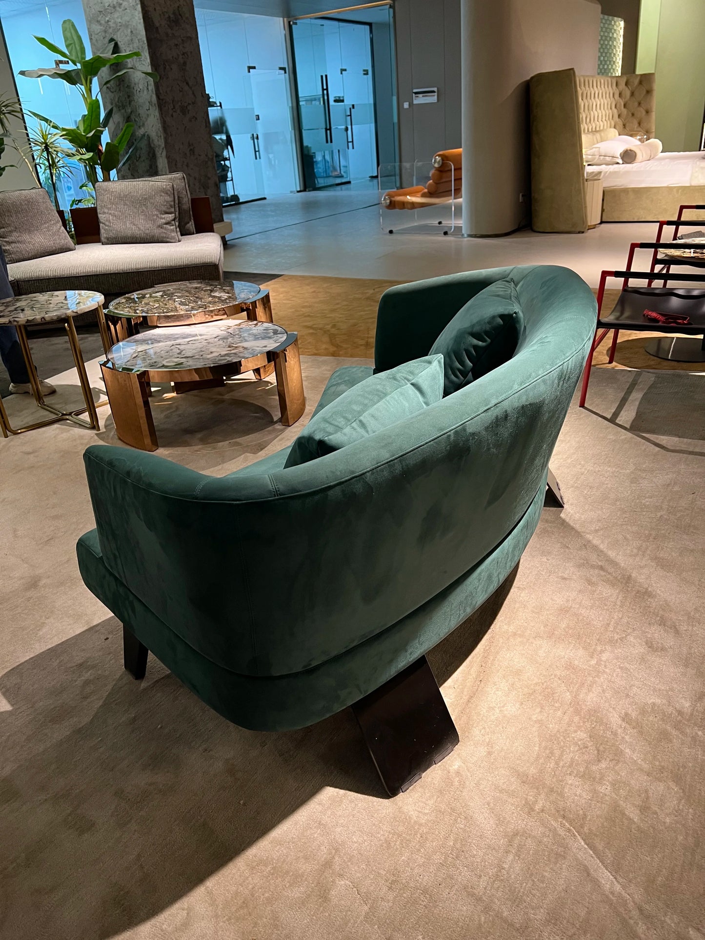 Matte fabric green two Sot villa living room furniture large apartment Italian design leisure sofa 2 people VIP sofa