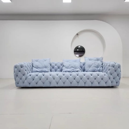 Italy Chester Moon Pull Buckle Set Luxury Accessible Modern Minimalist Design Chesterfield Velvet Fabric Sofa