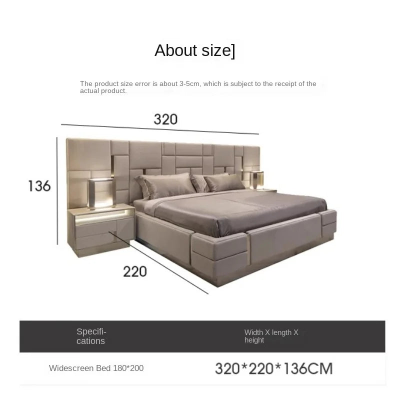 2025 New Design Luxury High-End High-Back Master Bedroom Modern Style Double Queen Villa Luxury Living