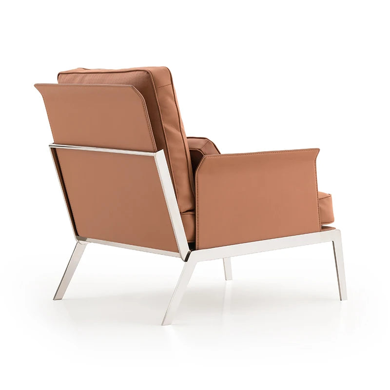High-end Italian design luxury single leather armchair interior leisure lobby custom furniture