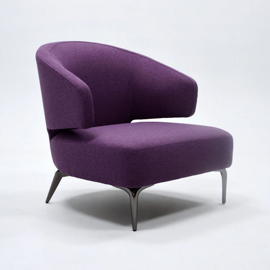 High Quality Modern Metal Frame Purple Velvet Bedroom Leisure Living Room Hotel Leisure Chair Stainless Steel Legs