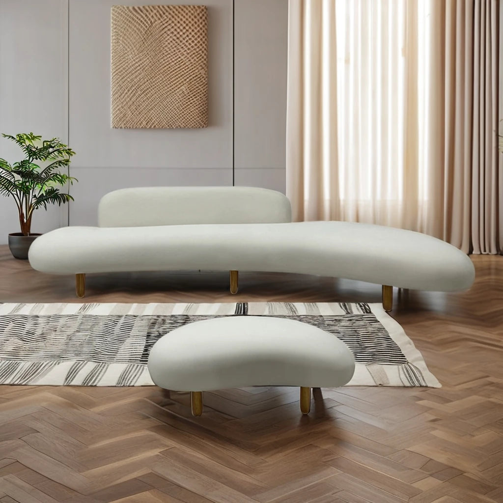 Beautiful Salon Waiting Curve Lounge Chaise Big Villa Apartment Indoor Furniture Office Area Moon Shape 200cm Sofa Set