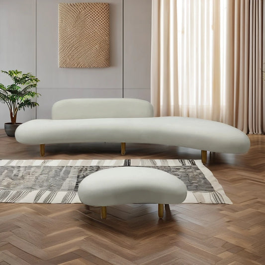 Beautiful Salon Waiting Curve Lounge Chaise Big Villa Apartment Indoor Furniture Office Area Moon Shape 200cm Sofa Set