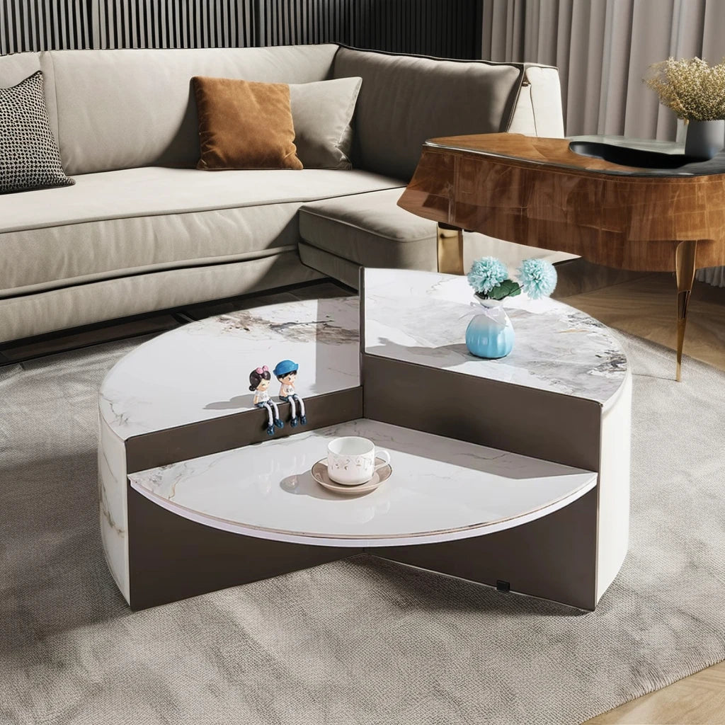 Special Design Home Living Room Furniture Round Ceramic Coffee Table Simple Italian Design Villa Home Coffee Table