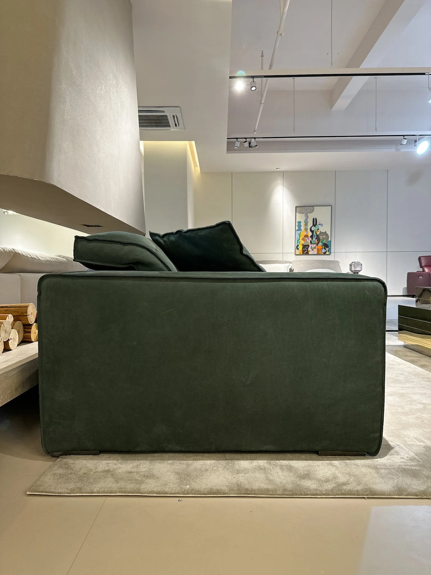 Stylish and minimalist living room combination sofa set with wooden legs, leather and velvet materials for bedroom and bathroom