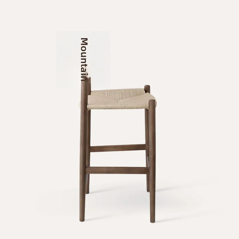 Solid wood Nordic minimalist retro chair with woven rope horn for home furniture in coffee shops and milk tea shops