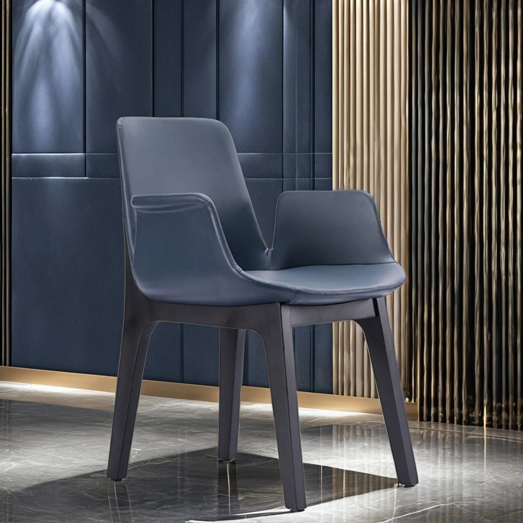 High quality modern minimalist design leather wooden dining chair foldable modular home furniture lounge chair bedroom villa