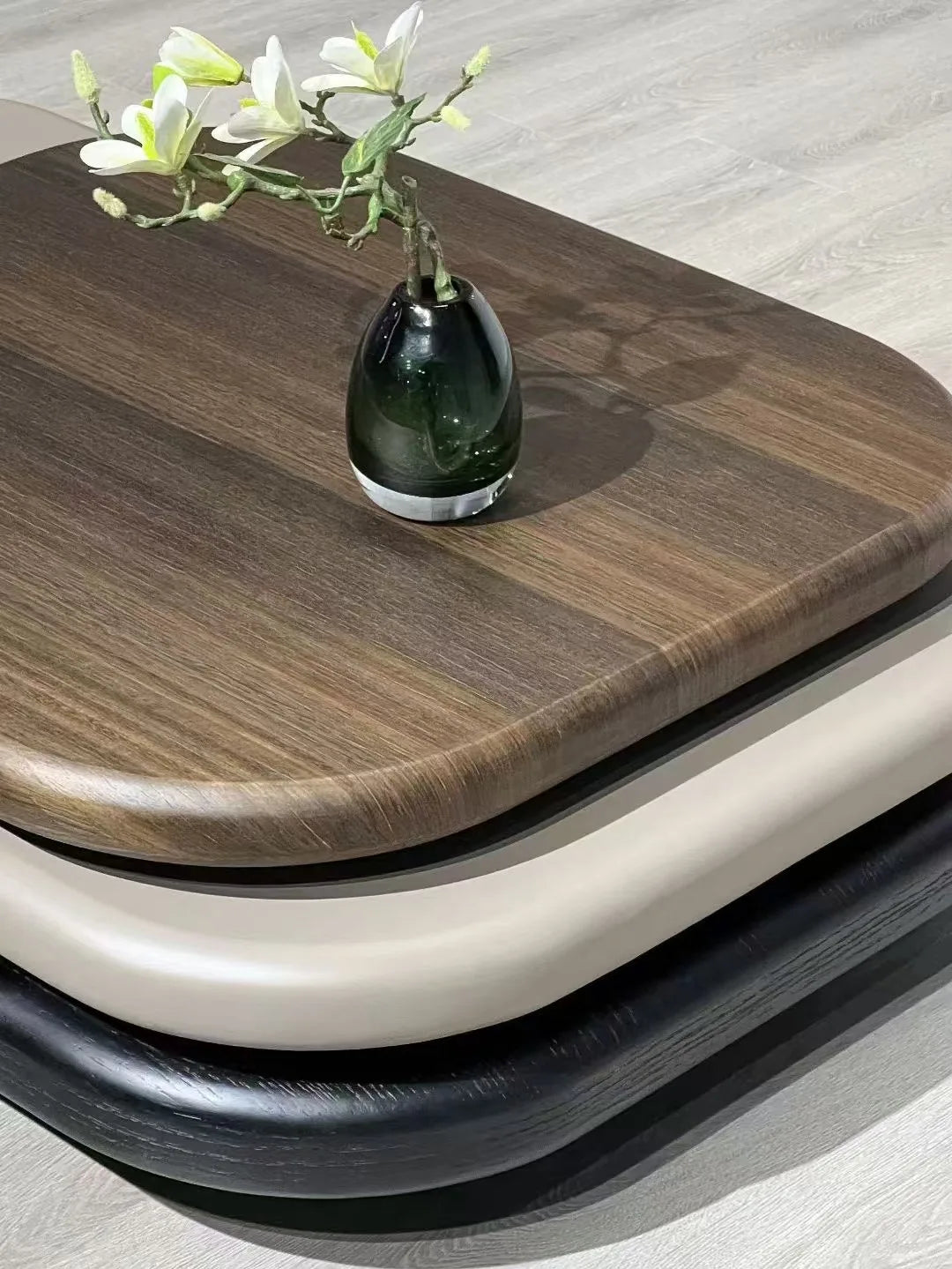 Rotating 3-layer MDF wood veneer high-end litaian design simple living room under coffee table loft apartment coffee table