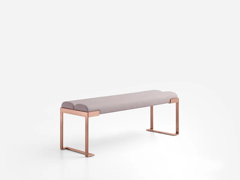 Luxury Design Rose Golden Stainless Steel Base High End Villa Master Room 140cm Ottoman Bedroom Furniture Hotel Bed End Bench
