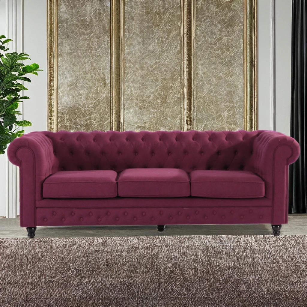 Italian luxury 180cm interior sofa set retro style Italian balsa wood velvet elegant buckle home living room large villa apartment