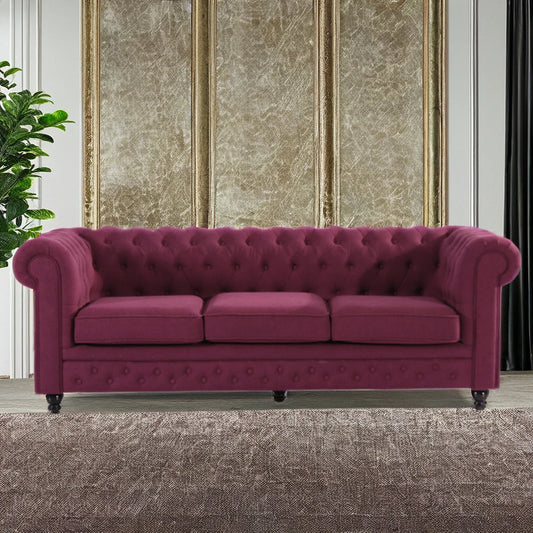 Italian luxury 180cm interior sofa set retro style Italian balsa wood velvet elegant buckle home living room large villa apartment