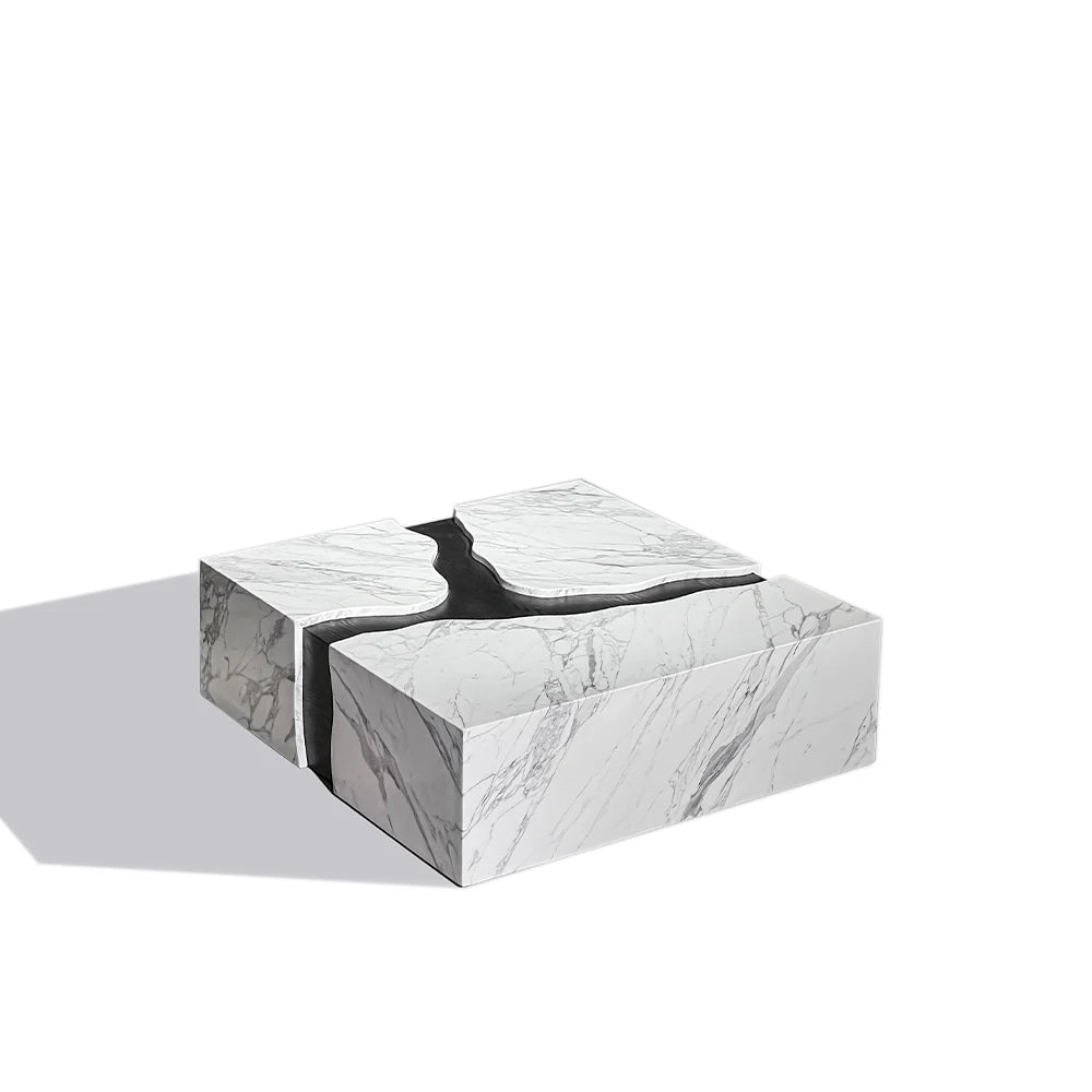 Italian design modern home living room furniture artificial marble square beautiful central table drawer home office coffee table