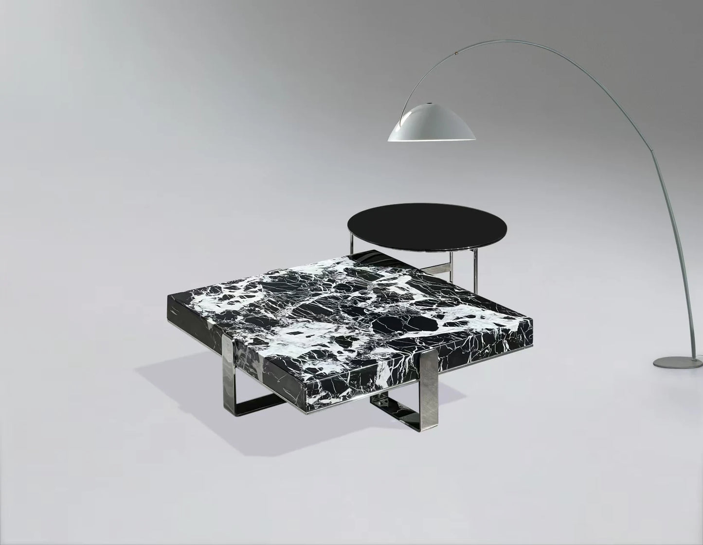 Black and white square ceramic coffee table living room furniture center table luxury villa attic coffee table