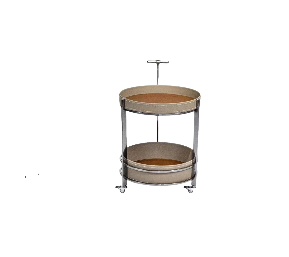 Removable hotel project Bedside table Interior living room furniture Saddle leather 2-story round loft coffee table