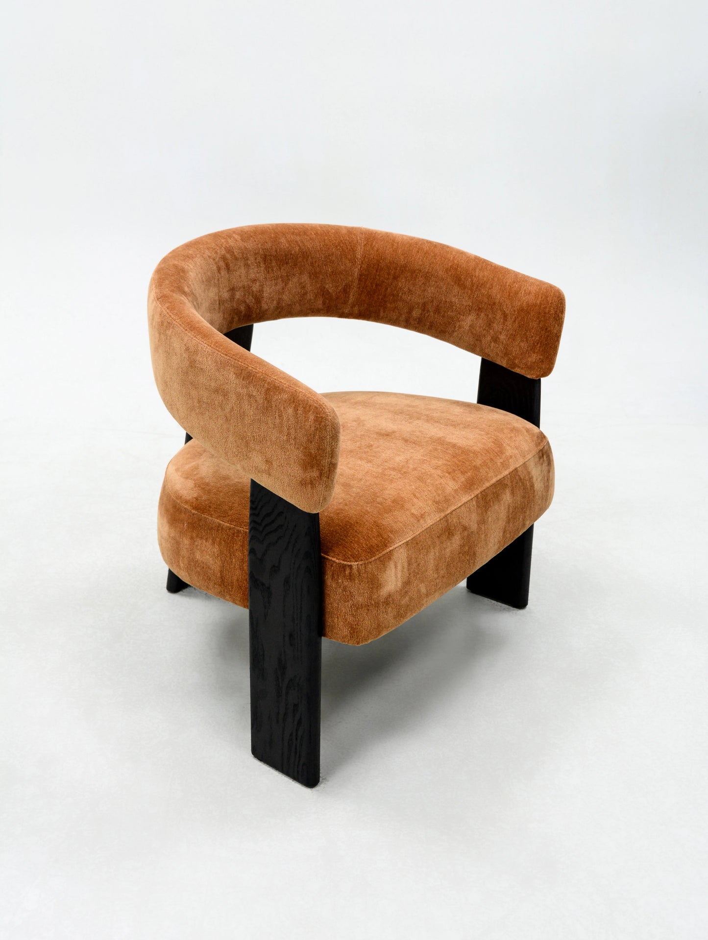 Modern Solid Wood Ash Wood Dining Chair Curved Backrest Teddy Fabric Armchair Home Leisure Exterior Use Part Contemporary Dining