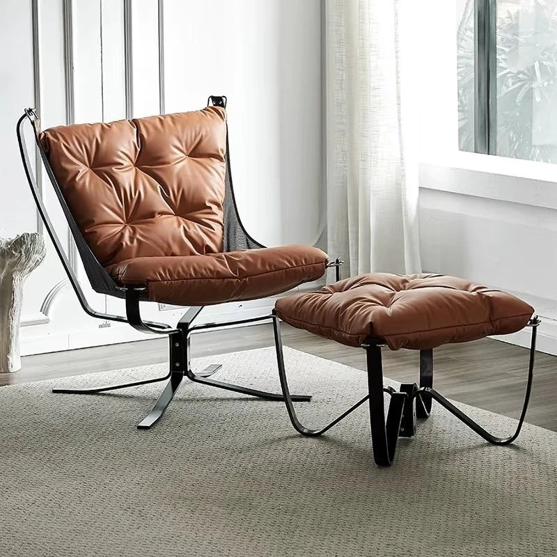 Spanish designer VIP retro living room leisure seat Ottoman villa home furniture master room old leather elegant armchair