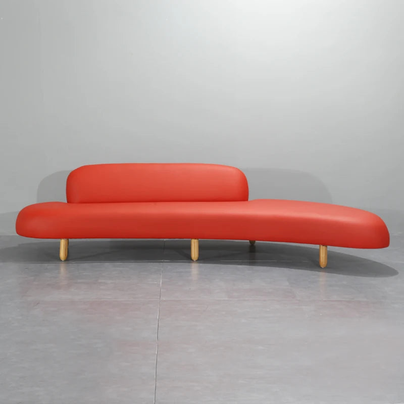 Beautiful Salon Waiting Curve Lounge Chaise Big Villa Apartment Indoor Furniture Office Area Moon Shape 200cm Sofa Set