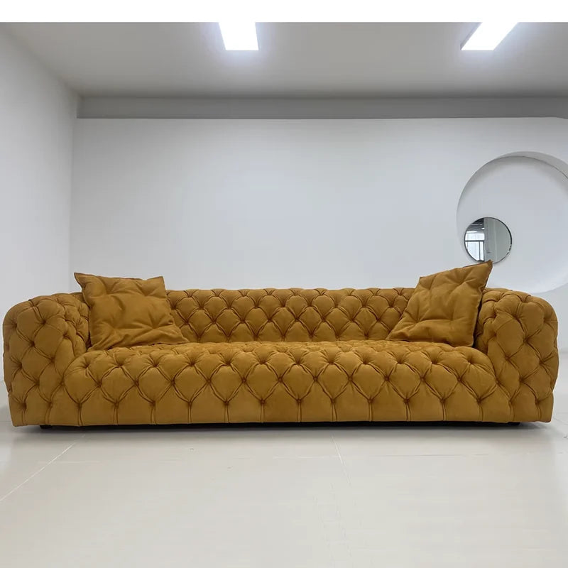 Italy Chester Moon Pull Buckle Set Luxury Accessible Modern Minimalist Design Chesterfield Velvet Fabric Sofa