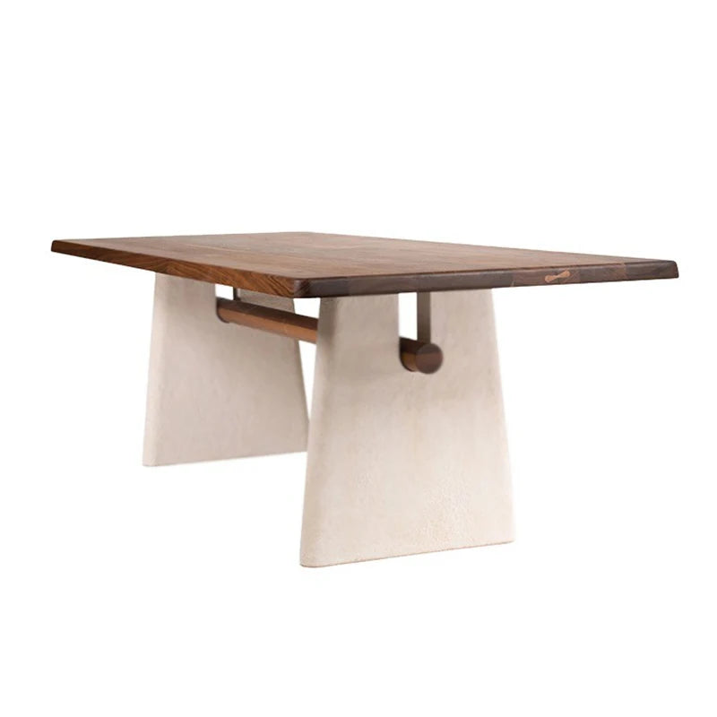 Solid wood craftsman French medieval dining table Wabi-Sabi style retro desk rectangular designer teacher workbench modern bamboo