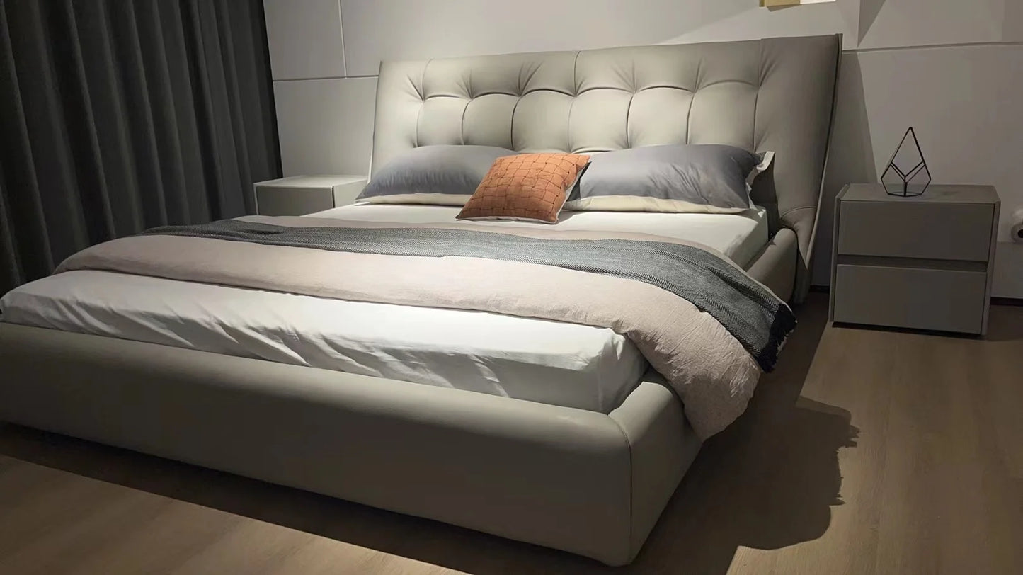 Italian design simple buckle fabric bedroom furniture set 1.8 meters soft mattress home hotel apartment leisure bed room