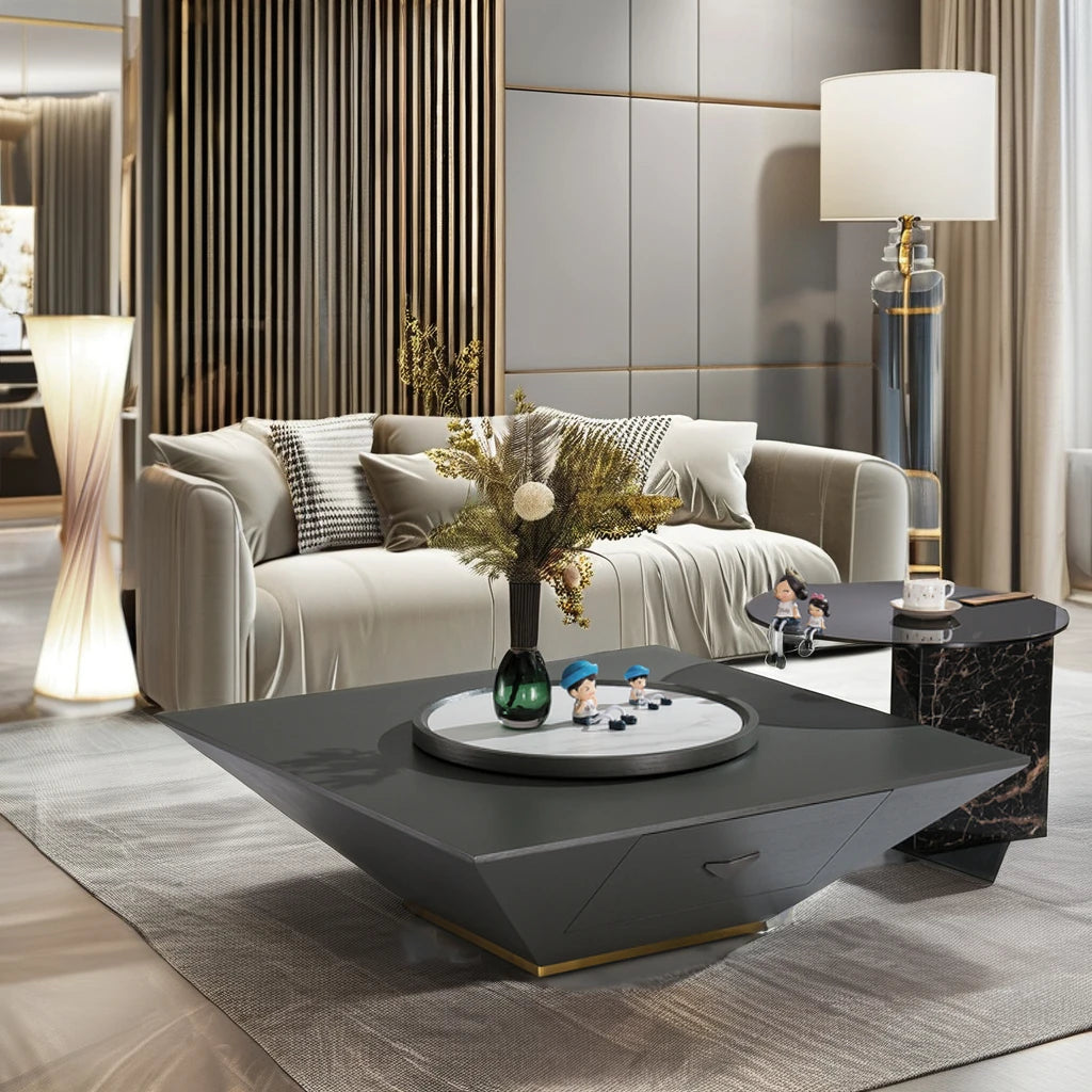 Modern Luxury Design Ceramic and Glass Coffee Table Sets Household Marble and MDF Dining Room Living Room Interior Furniture